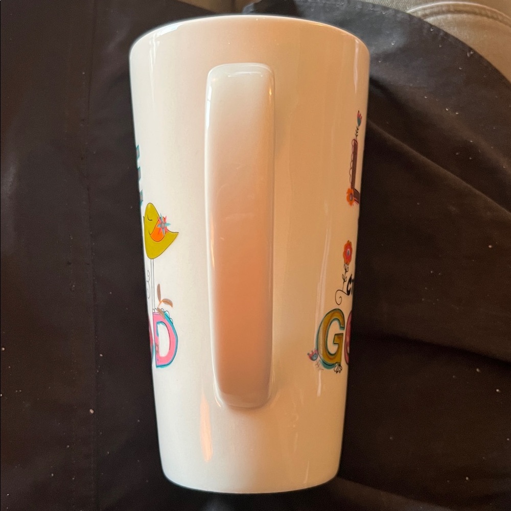 Natural Life Life is CRAZY Good Cream Flowers Bird Latte Mug Cup - Picture 6 of 7